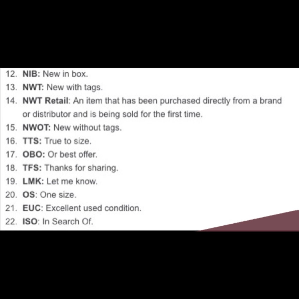 New to Posh or Reselling?  Abbreviation Guides ♥️